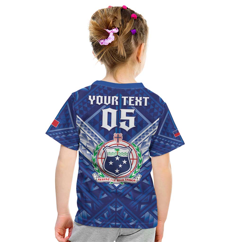 Toa Samoa Rugby Custom Kid T Shirt Samoan Pride With Tribal Pattern - Polynesian Pride