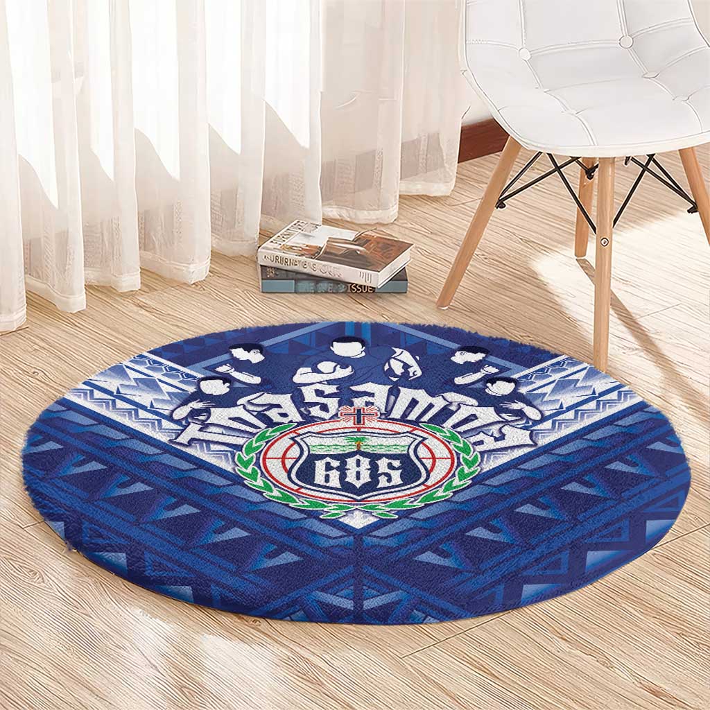 Toa Samoa Rugby Round Carpet Samoan Pride With Tribal Pattern - Polynesian Pride
