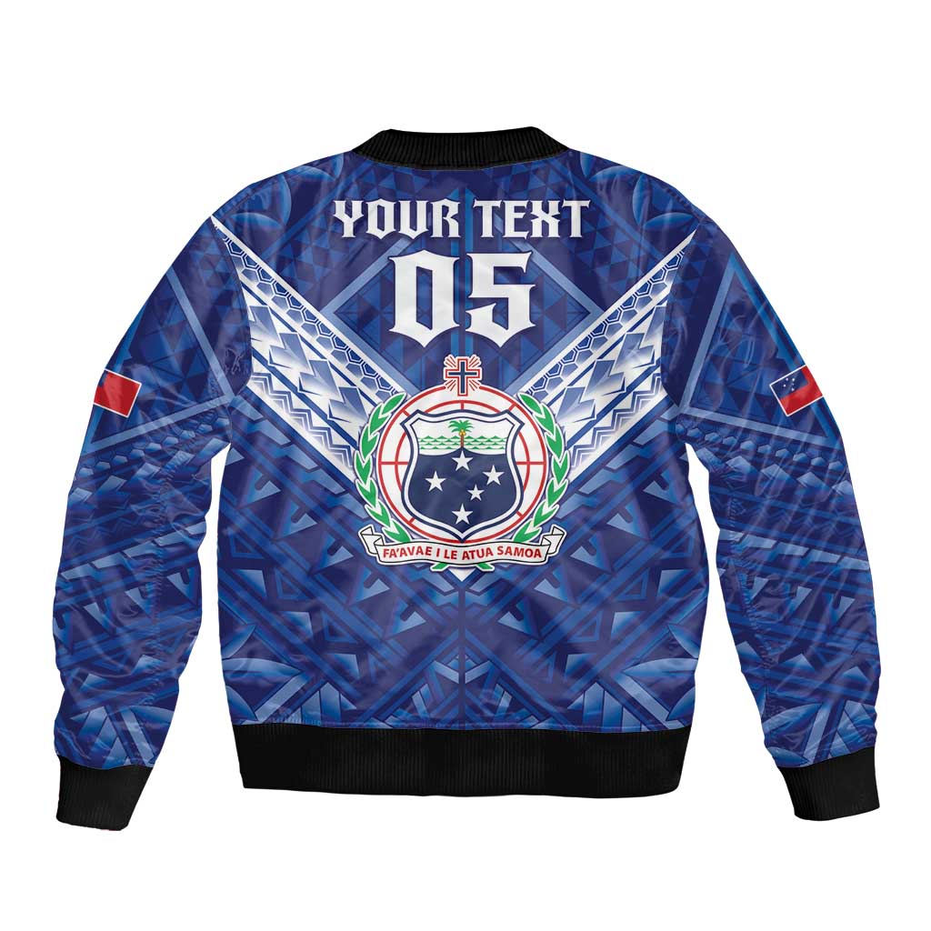 Toa Samoa Rugby Custom Sleeve Zip Bomber Jacket Samoan Pride With Tribal Pattern - Polynesian Pride