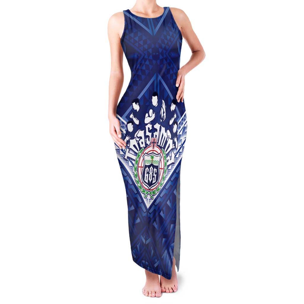 Toa Samoa Rugby Custom Tank Maxi Dress Samoan Pride With Tribal Pattern - Polynesian Pride