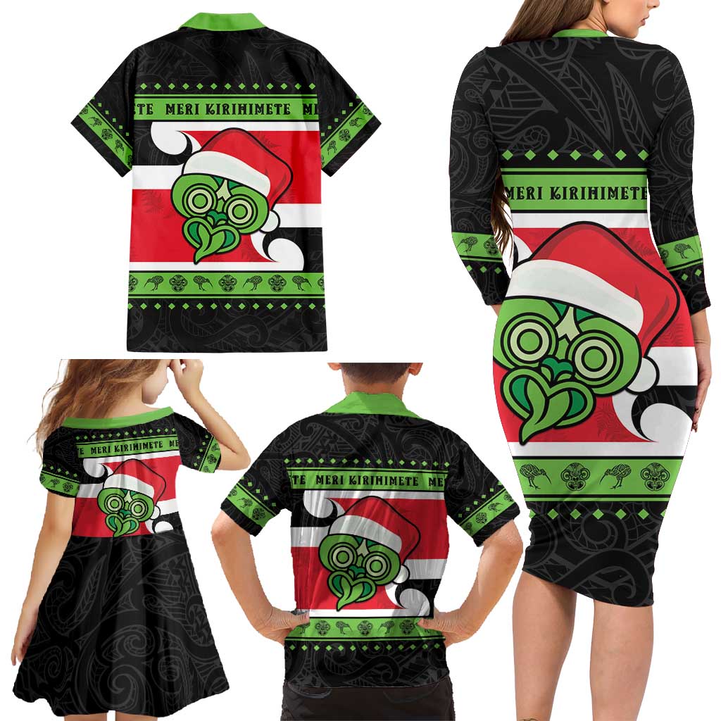 New Zealand Funny Christmas Family Matching Long Sleeve Bodycon Dress and Hawaiian Shirt Maori Tiki LT05 - Polynesian Pride