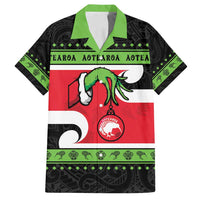 New Zealand Funny Christmas Family Matching Long Sleeve Bodycon Dress and Hawaiian Shirt Maori Tiki LT05 Dad's Shirt - Short Sleeve Black - Polynesian Pride