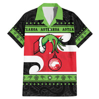 New Zealand Funny Christmas Family Matching Mermaid Dress and Hawaiian Shirt Maori Tiki LT05 Dad's Shirt - Short Sleeve Black - Polynesian Pride