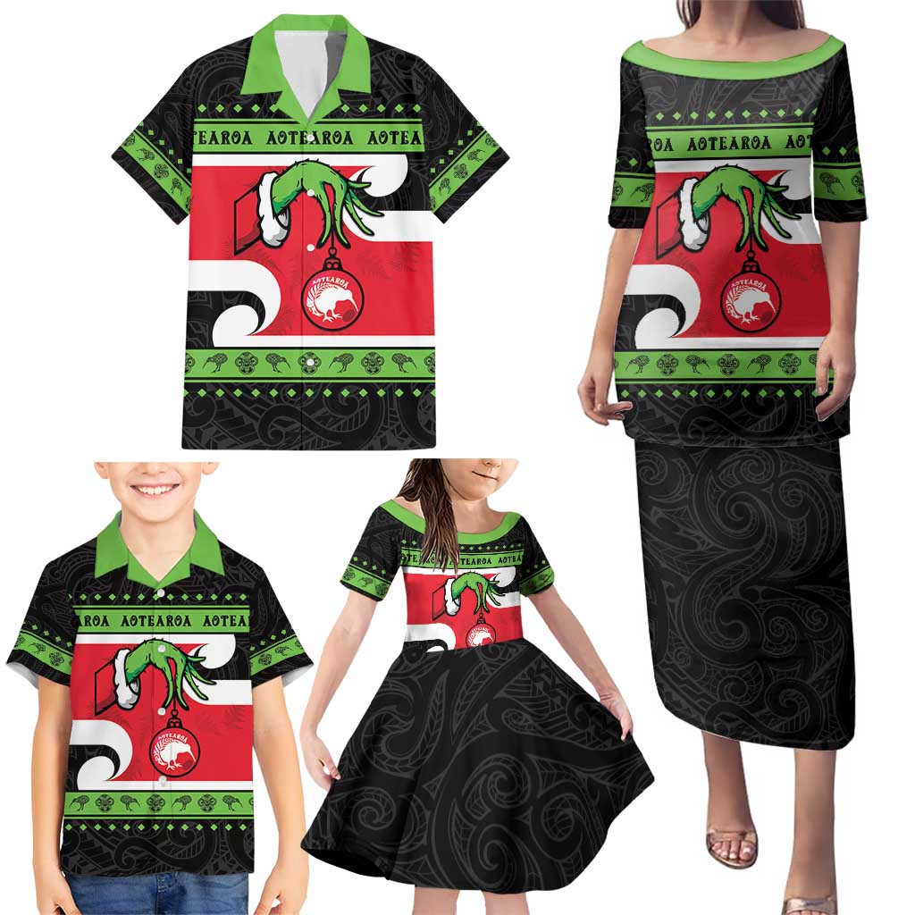 New Zealand Funny Christmas Family Matching Puletasi and Hawaiian Shirt Maori Tiki LT05 - Polynesian Pride