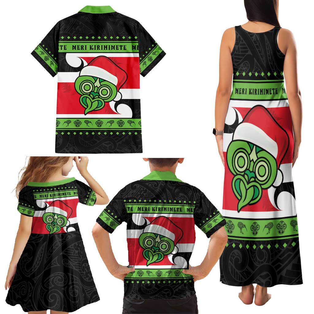 New Zealand Funny Christmas Family Matching Tank Maxi Dress and Hawaiian Shirt Maori Tiki LT05 - Polynesian Pride