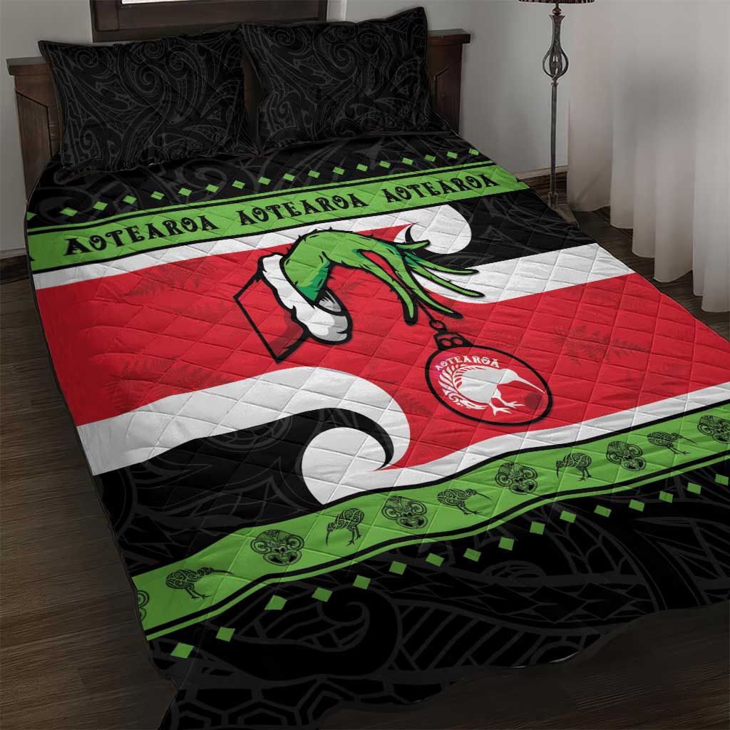 New Zealand Funny Christmas Quilt Bed Set Maori Tiki LT05 Black - Polynesian Pride