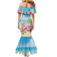 Hawaii Christmas Family Matching Mermaid Dress and Hawaiian Shirt Deck The Palms Holiday Flamingos LT05 - Polynesian Pride