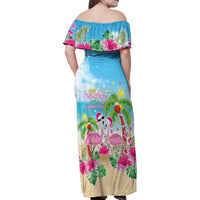 Hawaii Christmas Family Matching Off Shoulder Maxi Dress and Hawaiian Shirt Deck The Palms Holiday Flamingos LT05 - Polynesian Pride