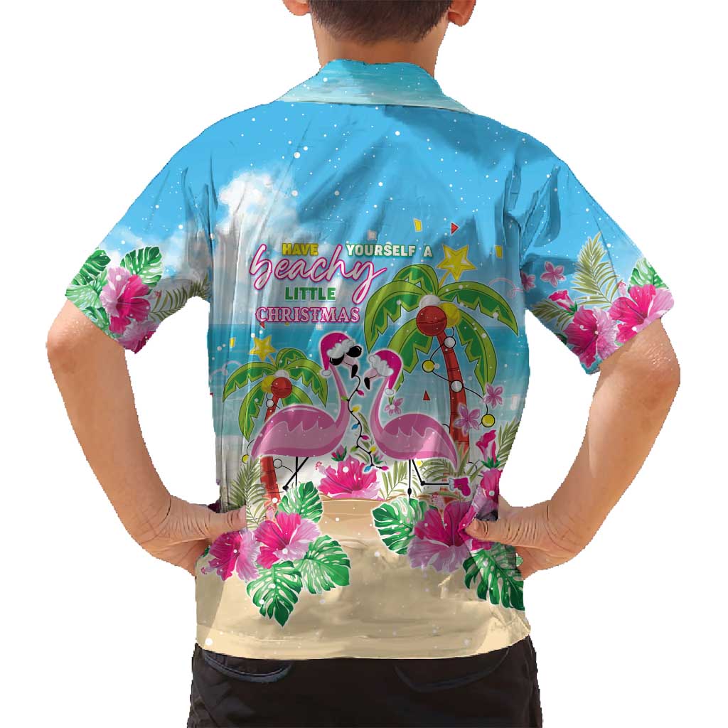 Hawaii Christmas Family Matching Off Shoulder Short Dress and Hawaiian Shirt Deck The Palms Holiday Flamingos LT05 - Polynesian Pride