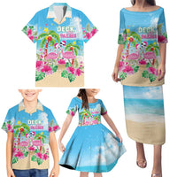 Hawaii Christmas Family Matching Puletasi and Hawaiian Shirt Deck The Palms Holiday Flamingos LT05 - Polynesian Pride