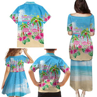 Hawaii Christmas Family Matching Puletasi and Hawaiian Shirt Deck The Palms Holiday Flamingos LT05 - Polynesian Pride