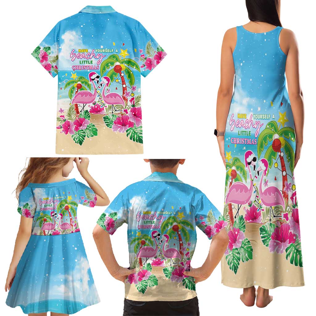 Hawaii Christmas Family Matching Tank Maxi Dress and Hawaiian Shirt Deck The Palms Holiday Flamingos LT05 - Polynesian Pride