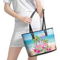 Hawaii Christmas Leather Tote Bag Deck The Palms Holiday Flamingos LT05 - Polynesian Pride