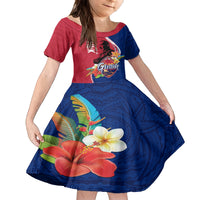 Guam Martin Luther King Jr Day Family Matching Off Shoulder Long Sleeve Dress and Hawaiian Shirt LT05 Daughter's Dress Red - Polynesian Pride