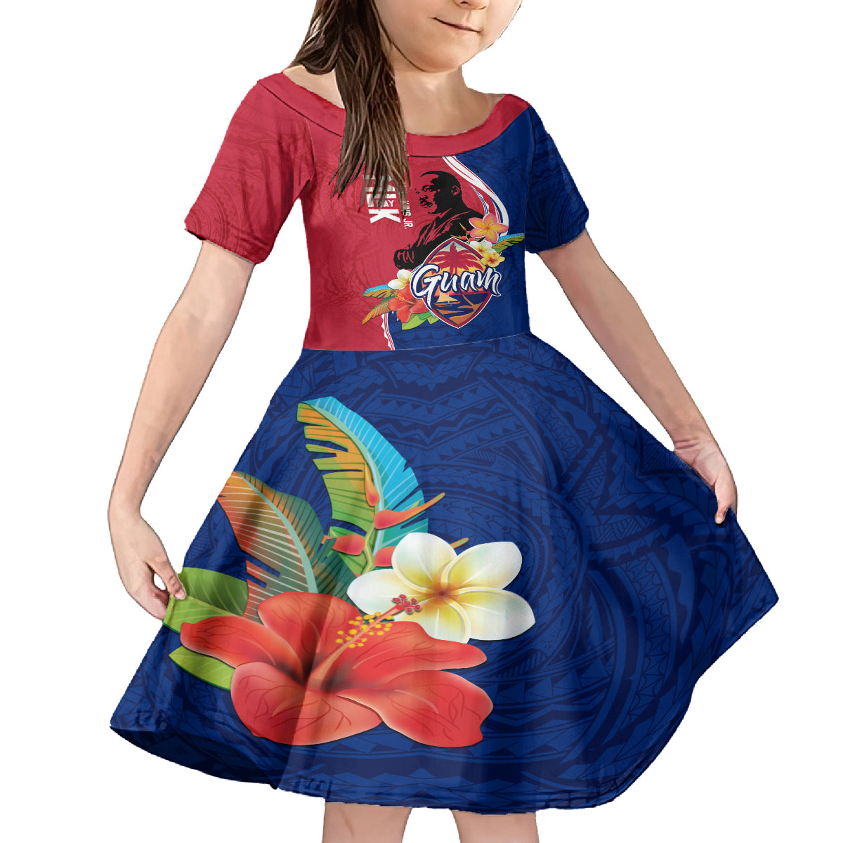 Guam Martin Luther King Jr Day Kid Short Sleeve Dress LT05 KID Red - Polynesian Pride