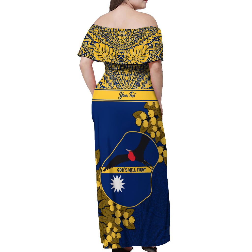 Personalised Repubrikin Naoero Independence Day Off Shoulder Maxi Dress Tamanu With Coat Of Arms LT05 - Polynesian Pride