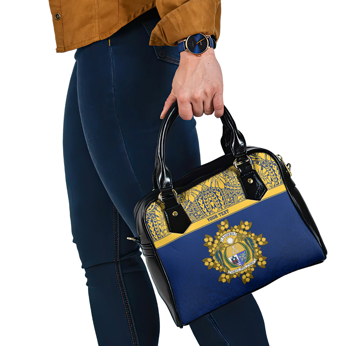 Repubrikin Naoero Independence Day Shoulder Handbag Tamanu With Coat Of Arms LT05 - Polynesian Pride