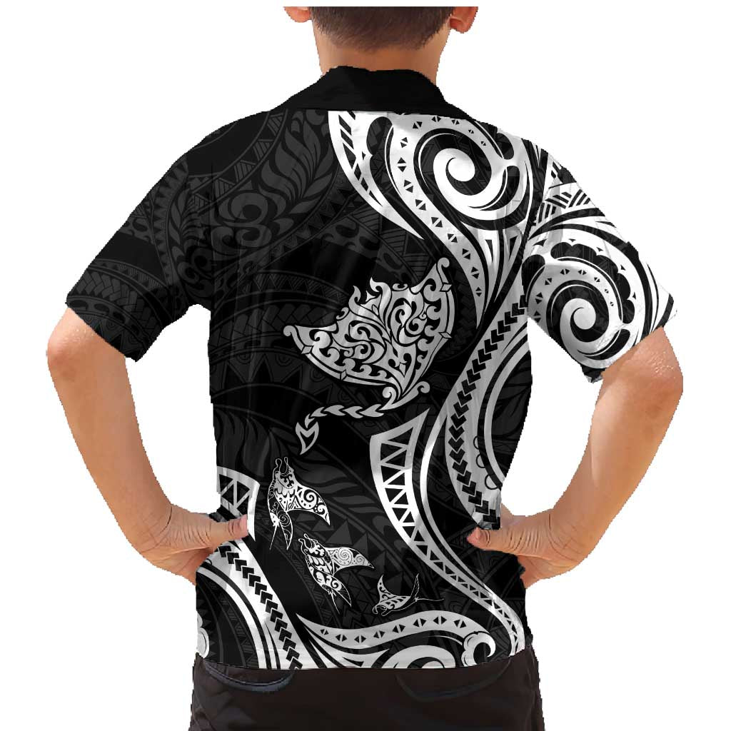 Hawaii Manta Ray Family Matching Mermaid Dress and Hawaiian Shirt Polynesian Art Tattoo LT05 - Polynesian Pride