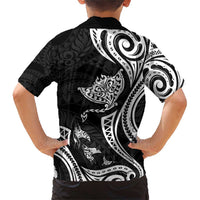 Hawaii Manta Ray Family Matching Short Sleeve Bodycon Dress and Hawaiian Shirt Polynesian Art Tattoo LT05 - Polynesian Pride