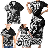 Hawaii Manta Ray Family Matching Short Sleeve Bodycon Dress and Hawaiian Shirt Polynesian Art Tattoo LT05 - Polynesian Pride