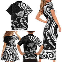 Hawaii Manta Ray Family Matching Short Sleeve Bodycon Dress and Hawaiian Shirt Polynesian Art Tattoo LT05 - Polynesian Pride