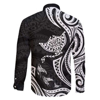 Hawaii Manta Ray Family Matching Short Sleeve Bodycon Dress and Hawaiian Shirt Polynesian Art Tattoo LT05 - Polynesian Pride