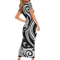 Hawaii Manta Ray Family Matching Short Sleeve Bodycon Dress and Hawaiian Shirt Polynesian Art Tattoo LT05 - Polynesian Pride