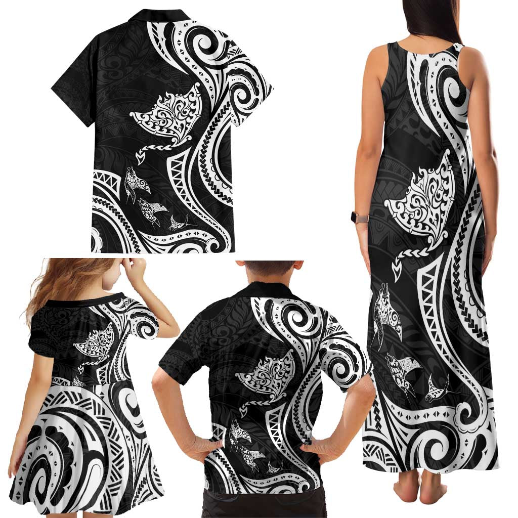 Hawaii Manta Ray Family Matching Tank Maxi Dress and Hawaiian Shirt Polynesian Art Tattoo LT05 - Polynesian Pride