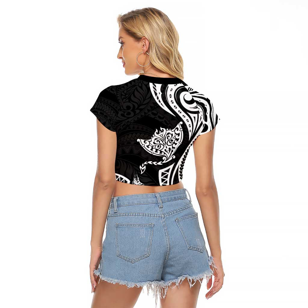 Hawaii Manta Ray Raglan Cropped T Shirt Polynesian Art Tattoo