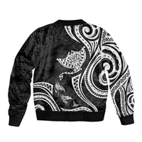 Hawaii Manta Ray Sleeve Zip Bomber Jacket Polynesian Art Tattoo
