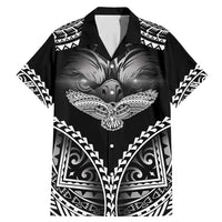 Hawaiian Hawk Family Matching Mermaid Dress and Hawaiian Shirt Polynesian Pattern Style LT05 Dad's Shirt - Short Sleeve Black - Polynesian Pride