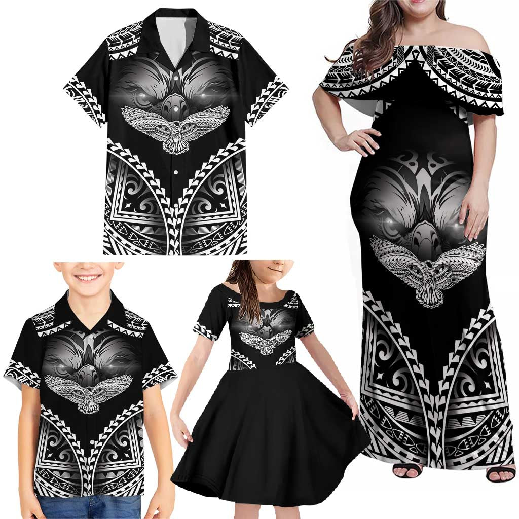 Hawaiian Hawk Family Matching Off Shoulder Maxi Dress and Hawaiian Shirt Polynesian Pattern Style LT05 - Polynesian Pride