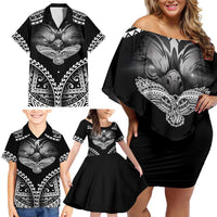 Hawaiian Hawk Family Matching Off Shoulder Short Dress and Hawaiian Shirt Polynesian Pattern Style LT05 - Polynesian Pride
