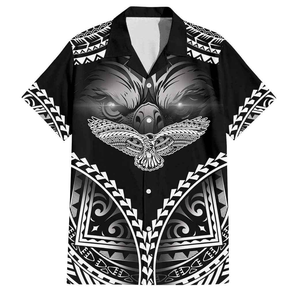 Hawaiian Hawk Family Matching Off Shoulder Short Dress and Hawaiian Shirt Polynesian Pattern Style LT05 Dad's Shirt - Short Sleeve Black - Polynesian Pride