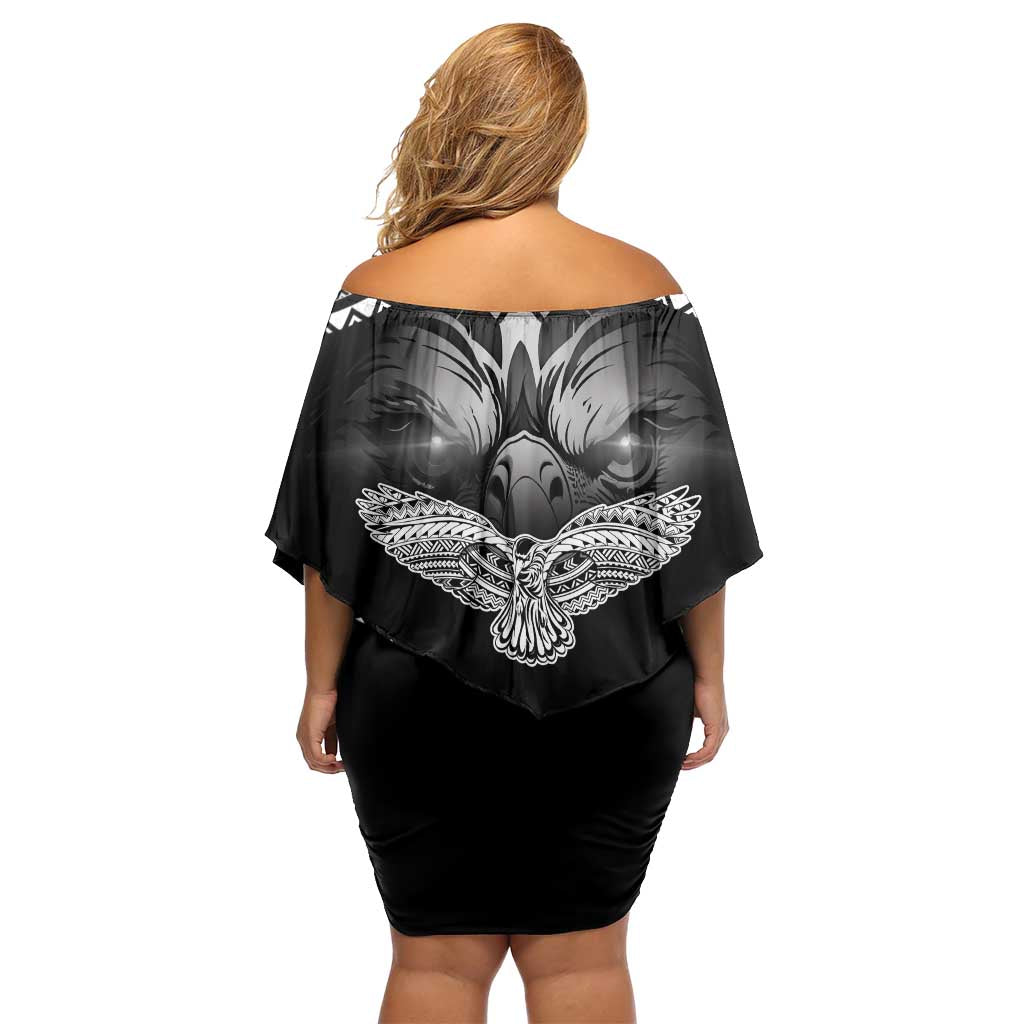 Hawaiian Hawk Family Matching Off Shoulder Short Dress and Hawaiian Shirt Polynesian Pattern Style LT05 - Polynesian Pride
