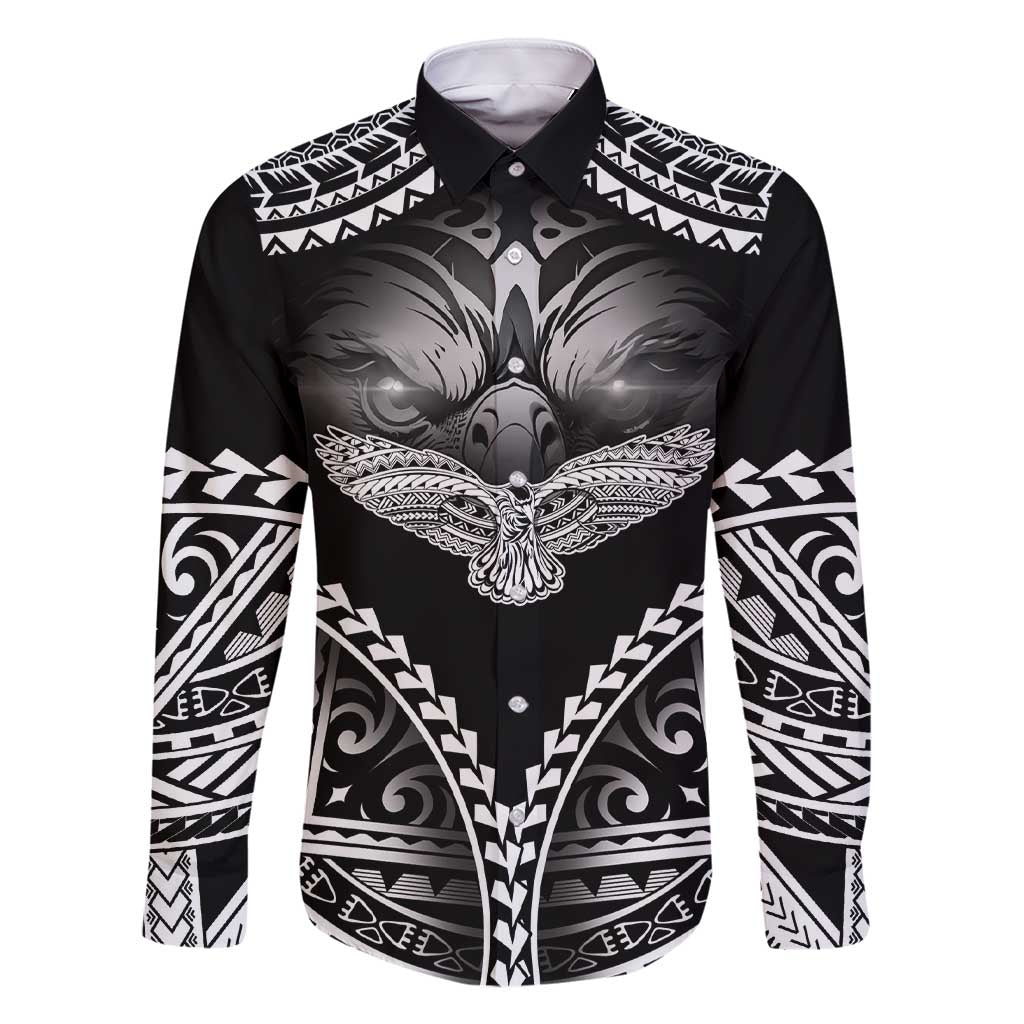 Hawaiian Hawk Family Matching Short Sleeve Bodycon Dress and Hawaiian Shirt Polynesian Pattern Style