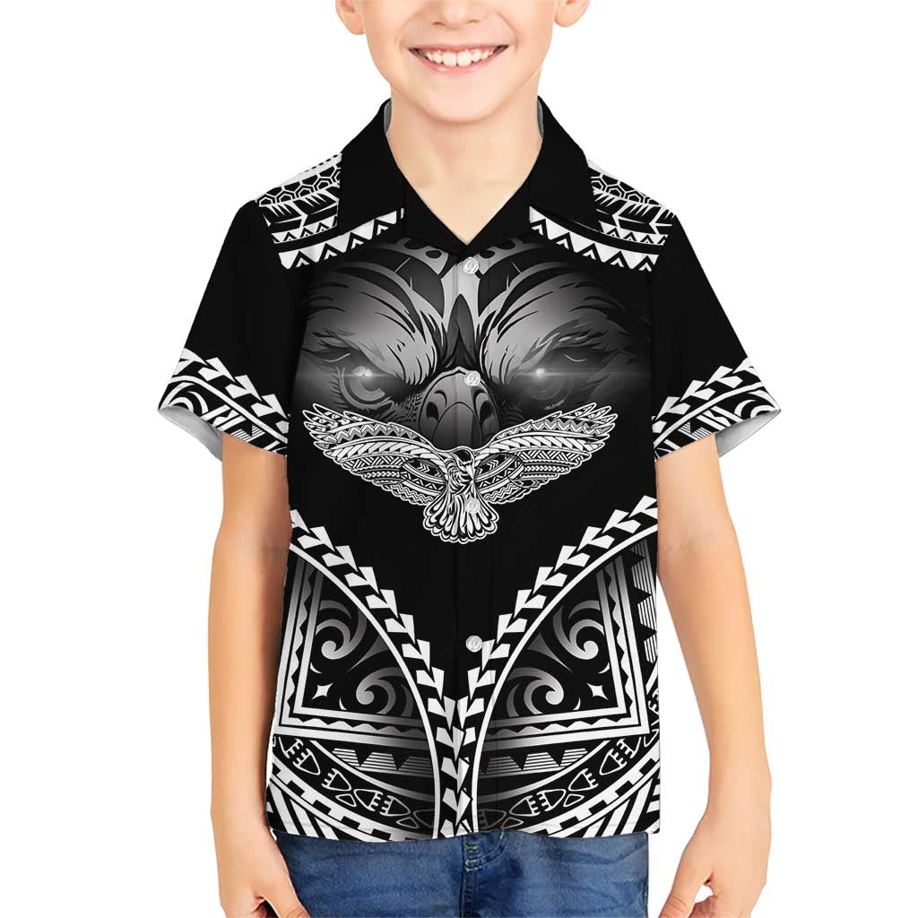 Hawaiian Hawk Family Matching Short Sleeve Bodycon Dress and Hawaiian Shirt Polynesian Pattern Style