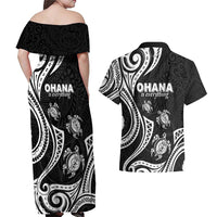 Hawaii Ohana Means Family Couples Matching Off Shoulder Maxi Dress and Hawaiian Shirt Sea Turtle Polynesian Style LT05 - Polynesian Pride