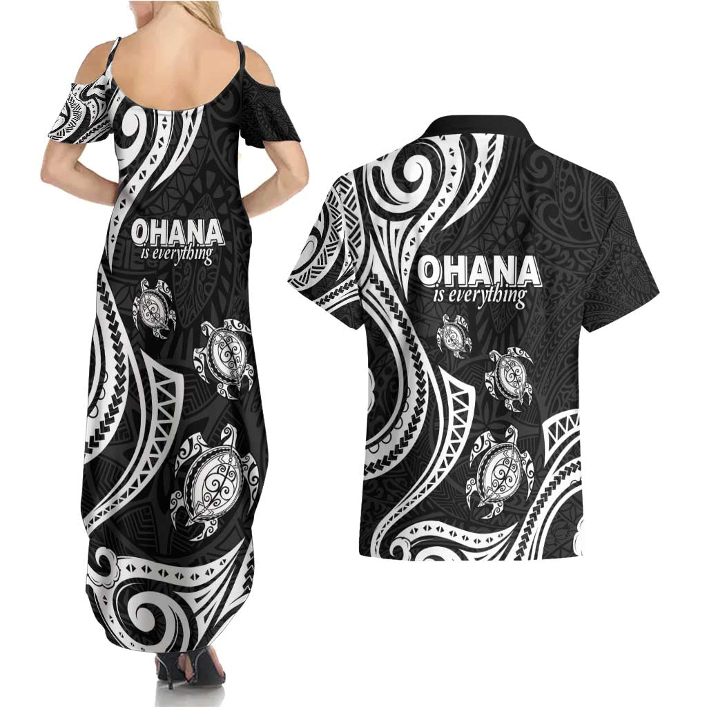 Hawaii Ohana Means Family Couples Matching Summer Maxi Dress and Hawaiian Shirt Sea Turtle Polynesian Style LT05 - Polynesian Pride