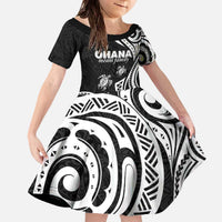 Hawaii Ohana Means Family Family Matching Off The Shoulder Long Sleeve Dress and Hawaiian Shirt Sea Turtle Polynesian Style LT05 Daughter's Dress Black - Polynesian Pride