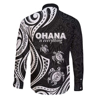 Hawaii Ohana Means Family Family Matching Off The Shoulder Long Sleeve Dress and Hawaiian Shirt Sea Turtle Polynesian Style LT05 - Polynesian Pride