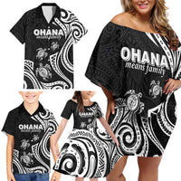 Hawaii Ohana Means Family Family Matching Off Shoulder Short Dress and Hawaiian Shirt Sea Turtle Polynesian Style LT05 - Polynesian Pride