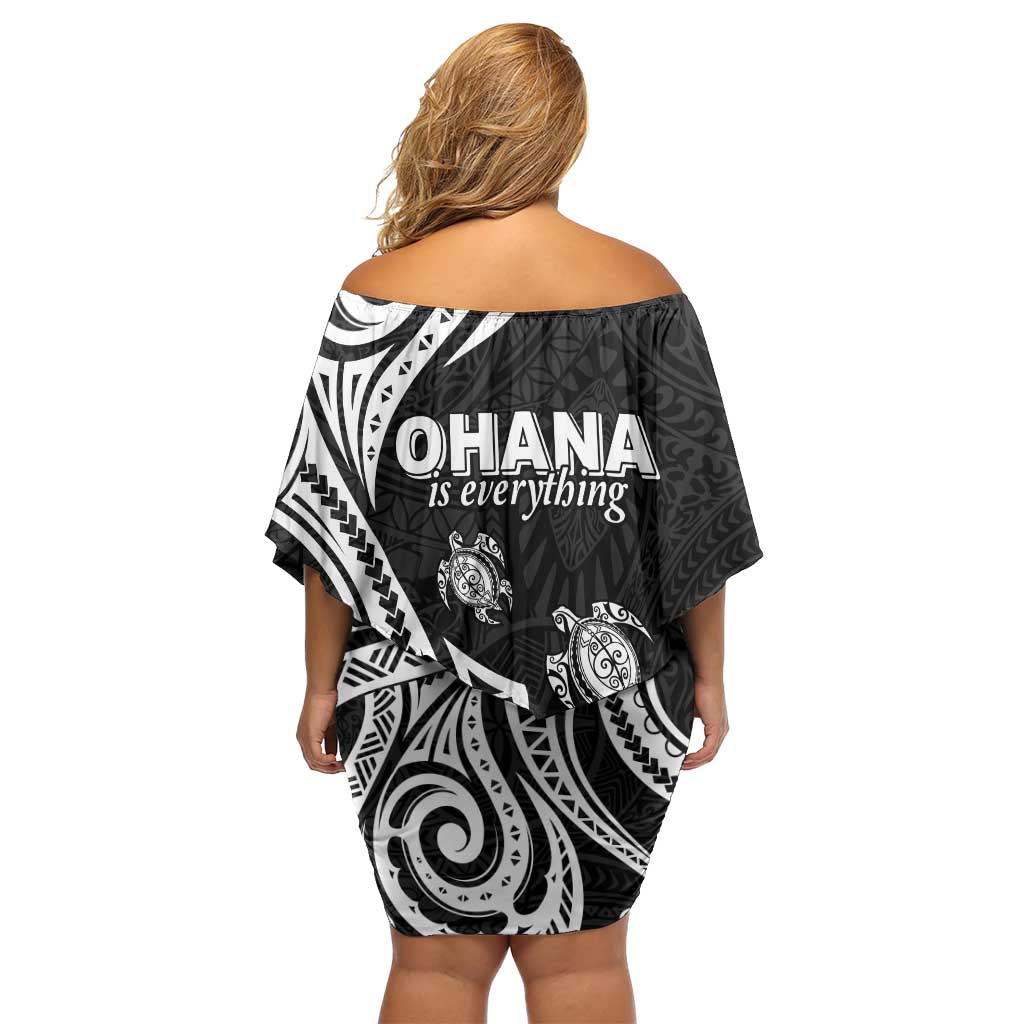 Hawaii Ohana Means Family Family Matching Off Shoulder Short Dress and Hawaiian Shirt Sea Turtle Polynesian Style LT05 - Polynesian Pride