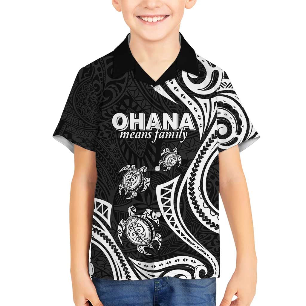 Hawaii Ohana Means Family Family Matching Off Shoulder Short Dress and Hawaiian Shirt Sea Turtle Polynesian Style LT05 Son's Shirt Black - Polynesian Pride