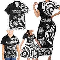 Hawaii Ohana Means Family Family Matching Short Sleeve Bodycon Dress and Hawaiian Shirt Sea Turtle Polynesian Style LT05 - Polynesian Pride
