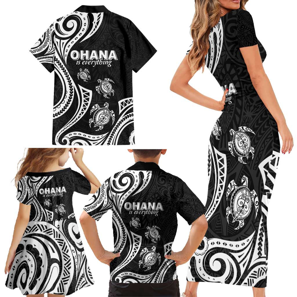 Hawaii Ohana Means Family Family Matching Short Sleeve Bodycon Dress and Hawaiian Shirt Sea Turtle Polynesian Style LT05 - Polynesian Pride