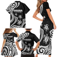 Hawaii Ohana Means Family Family Matching Short Sleeve Bodycon Dress and Hawaiian Shirt Sea Turtle Polynesian Style LT05 - Polynesian Pride