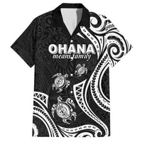 Hawaii Ohana Means Family Family Matching Short Sleeve Bodycon Dress and Hawaiian Shirt Sea Turtle Polynesian Style LT05 Dad's Shirt - Short Sleeve Black - Polynesian Pride
