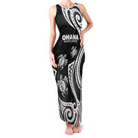 Hawaii Ohana Means Family Family Matching Tank Maxi Dress and Hawaiian Shirt Sea Turtle Polynesian Style LT05 Mom's Dress Black - Polynesian Pride