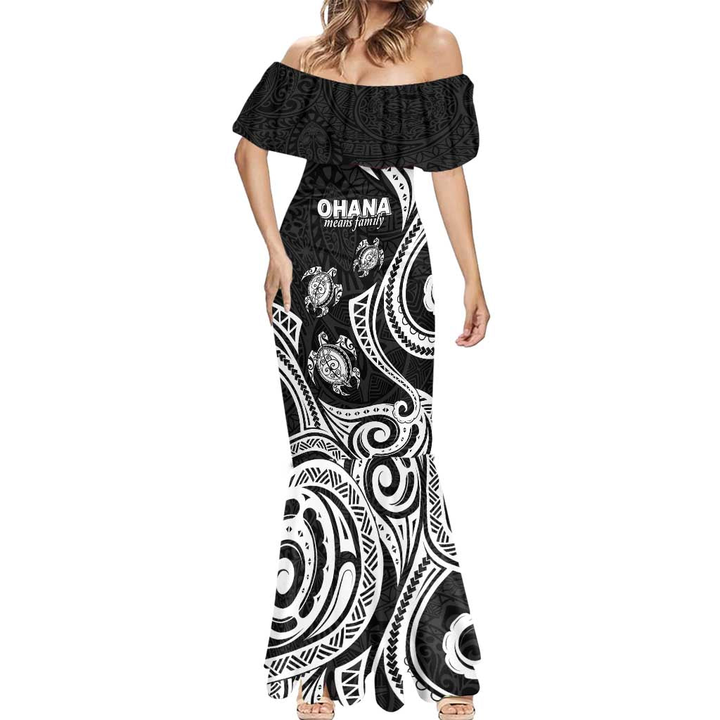 Hawaii Ohana Means Family Mermaid Dress Sea Turtle Polynesian Style